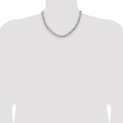 Sterling Silver 5.9mm Flat D/C Pave Curb Chain