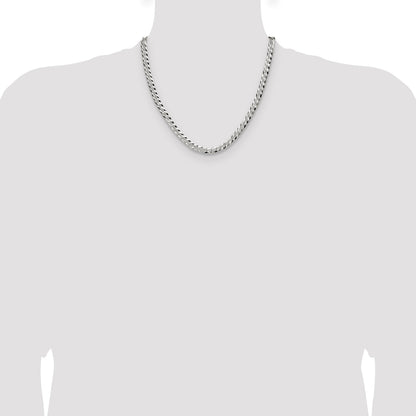 Sterling Silver 5.9mm Flat D/C Pave Curb Chain