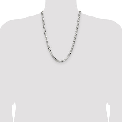 Sterling Silver 5.9mm Flat D/C Pave Curb Chain
