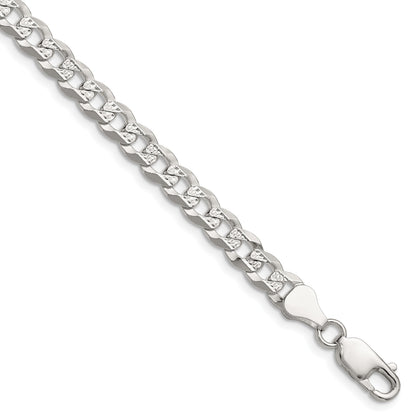 Sterling Silver 5.9mm Flat D/C Pave Curb Chain