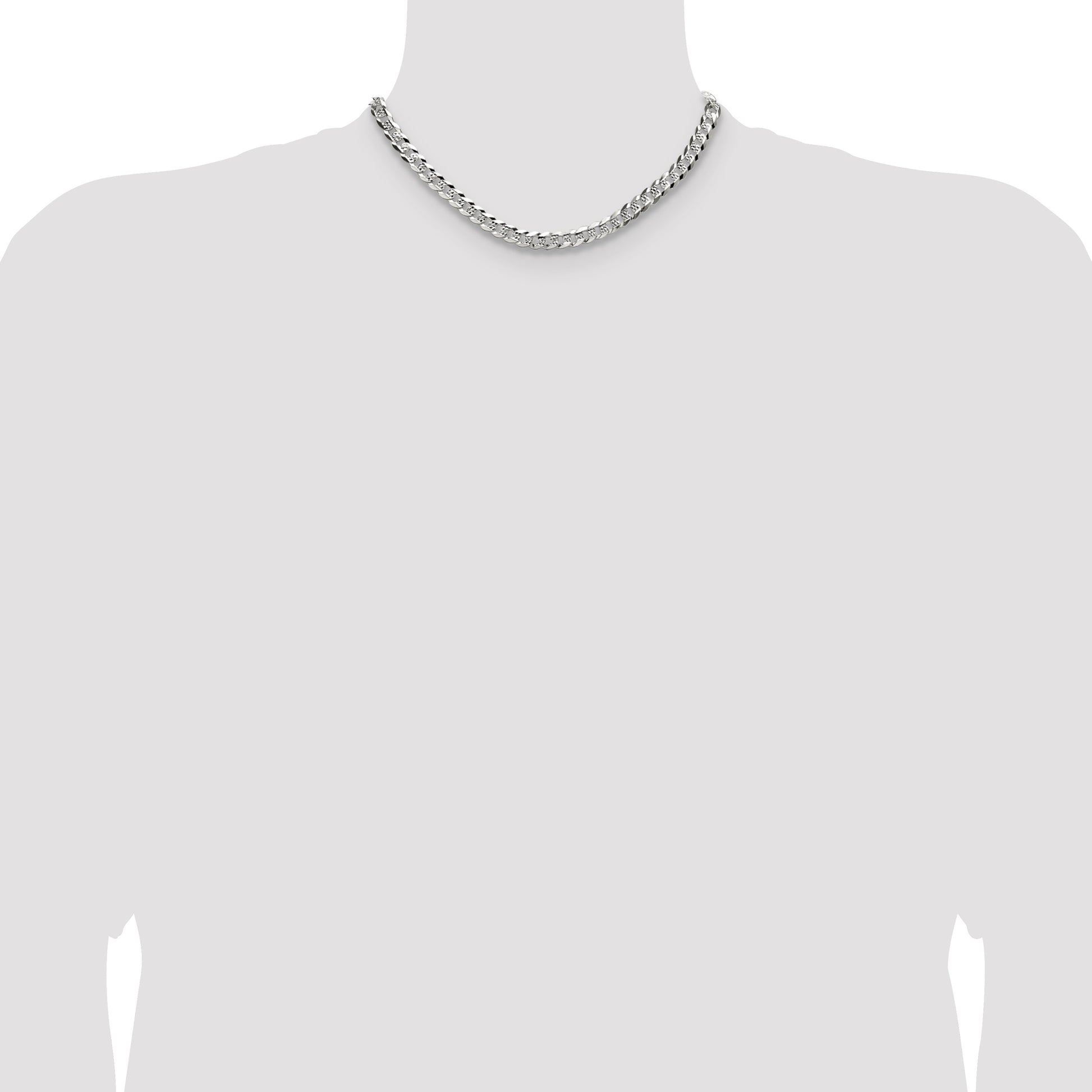 Sterling Silver 6.75mm Flat D/C Pave Curb Chain