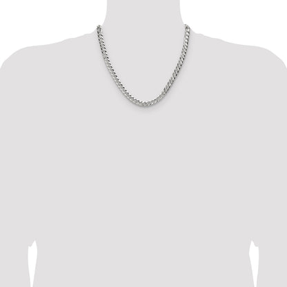 Sterling Silver 6.75mm Flat D/C Pave Curb Chain