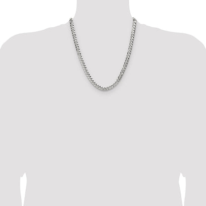 Sterling Silver 6.75mm Flat D/C Pave Curb Chain