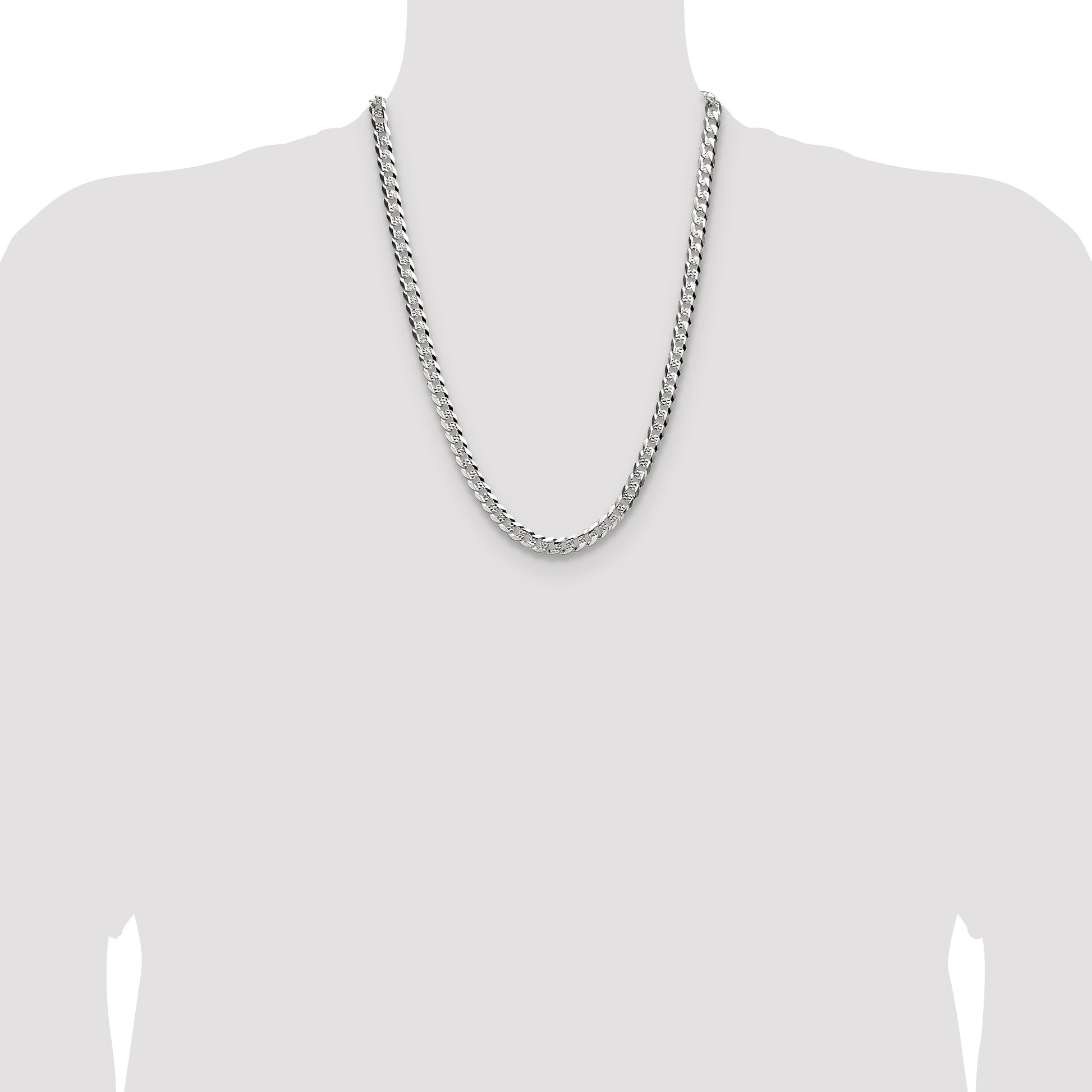 Sterling Silver 6.75mm Flat D/C Pave Curb Chain
