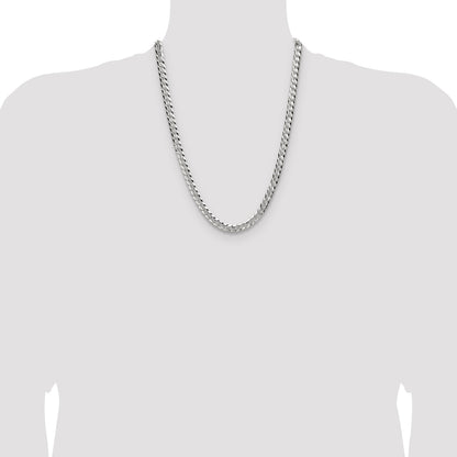 Sterling Silver 6.75mm Flat D/C Pave Curb Chain