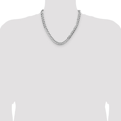 Sterling Silver 7.9mm Flat D/C Pave Curb Chain