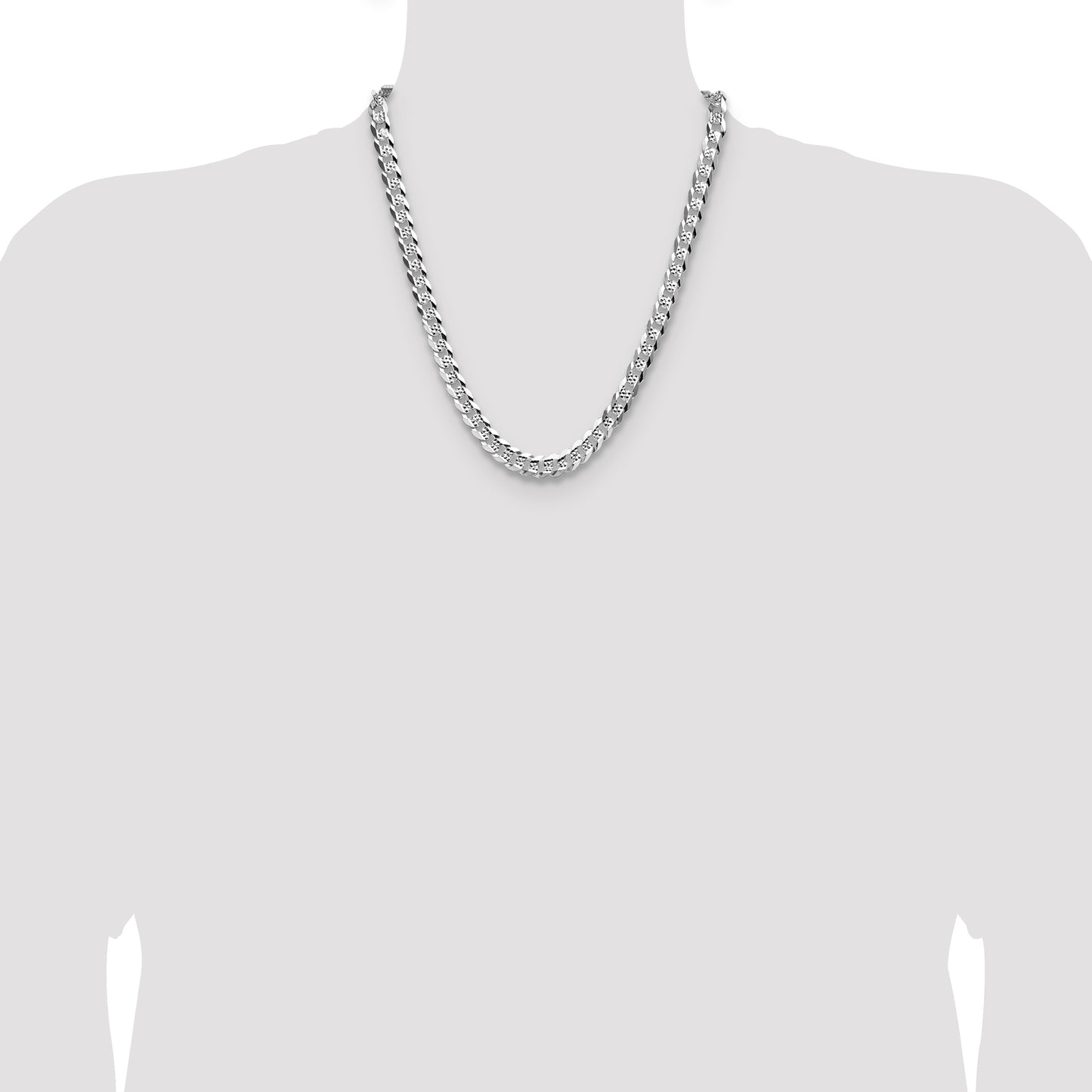 Sterling Silver 7.9mm Flat D/C Pave Curb Chain