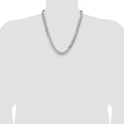Sterling Silver 7.9mm Flat D/C Pave Curb Chain