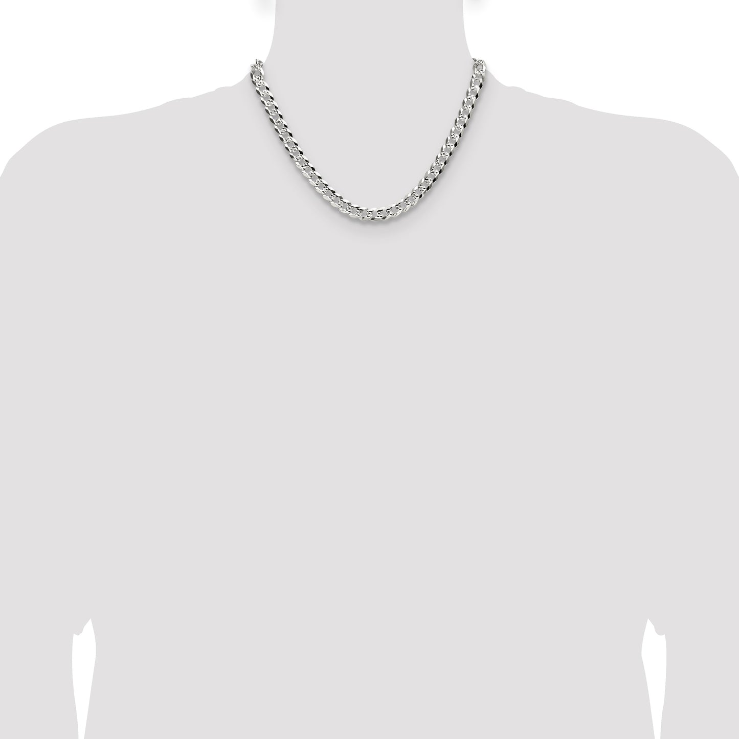 Sterling Silver 8.25mm Flat D/C Pave Curb Chain