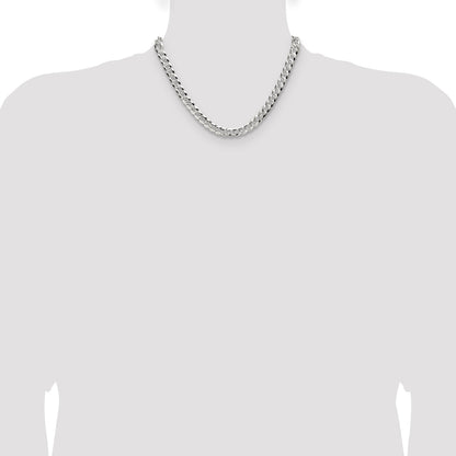 Sterling Silver 8.25mm Flat D/C Pave Curb Chain