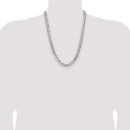 Sterling Silver 8.25mm Flat D/C Pave Curb Chain