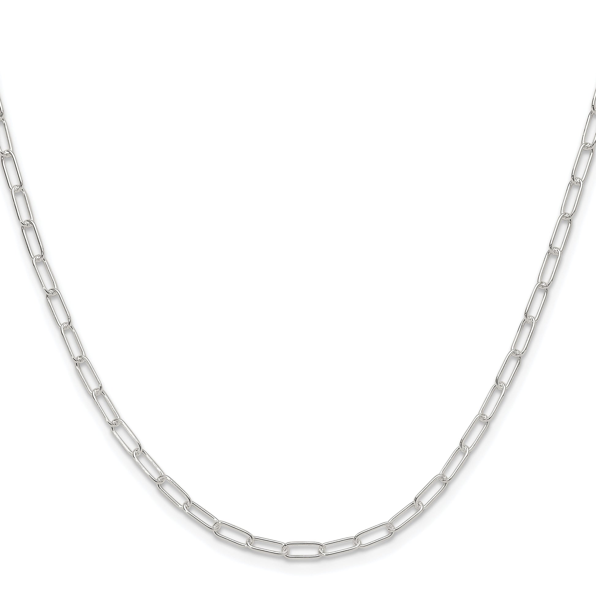 Sterling Silver Rhodium-plated Polished 2.9mm Paperclip Chain