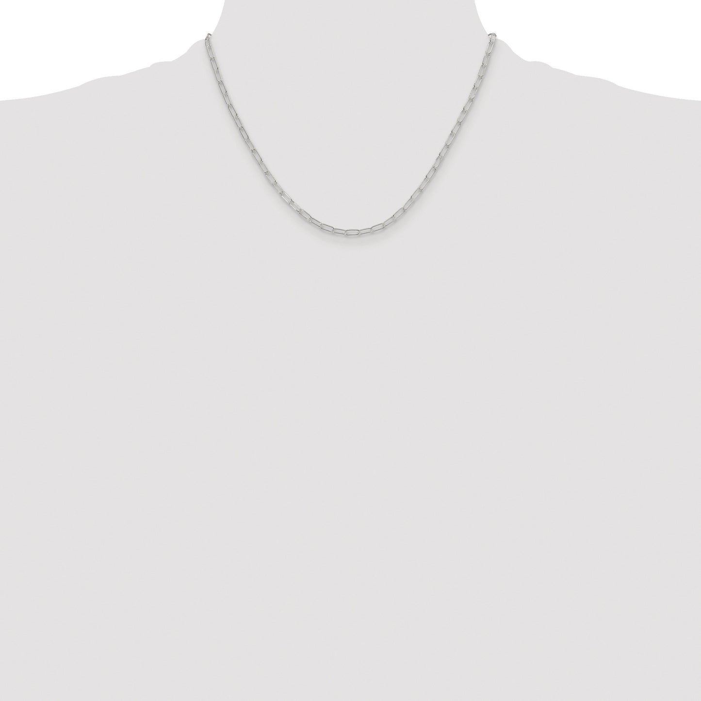 Sterling Silver Rhodium-plated Polished 2.9mm Paperclip Chain