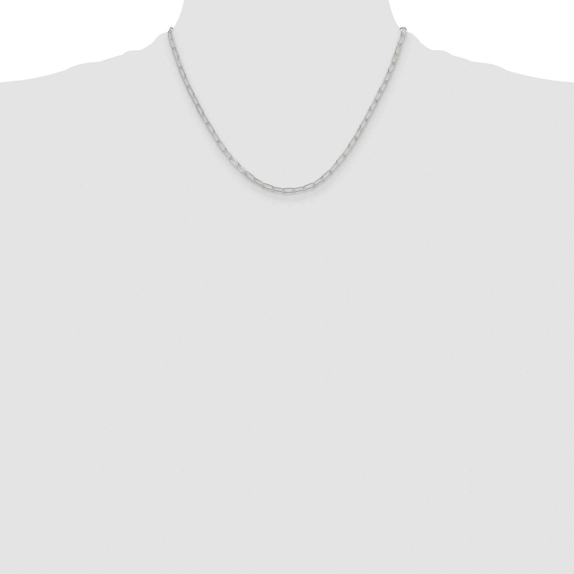 Sterling Silver Rhodium-plated Polished 2.9mm Paperclip Chain