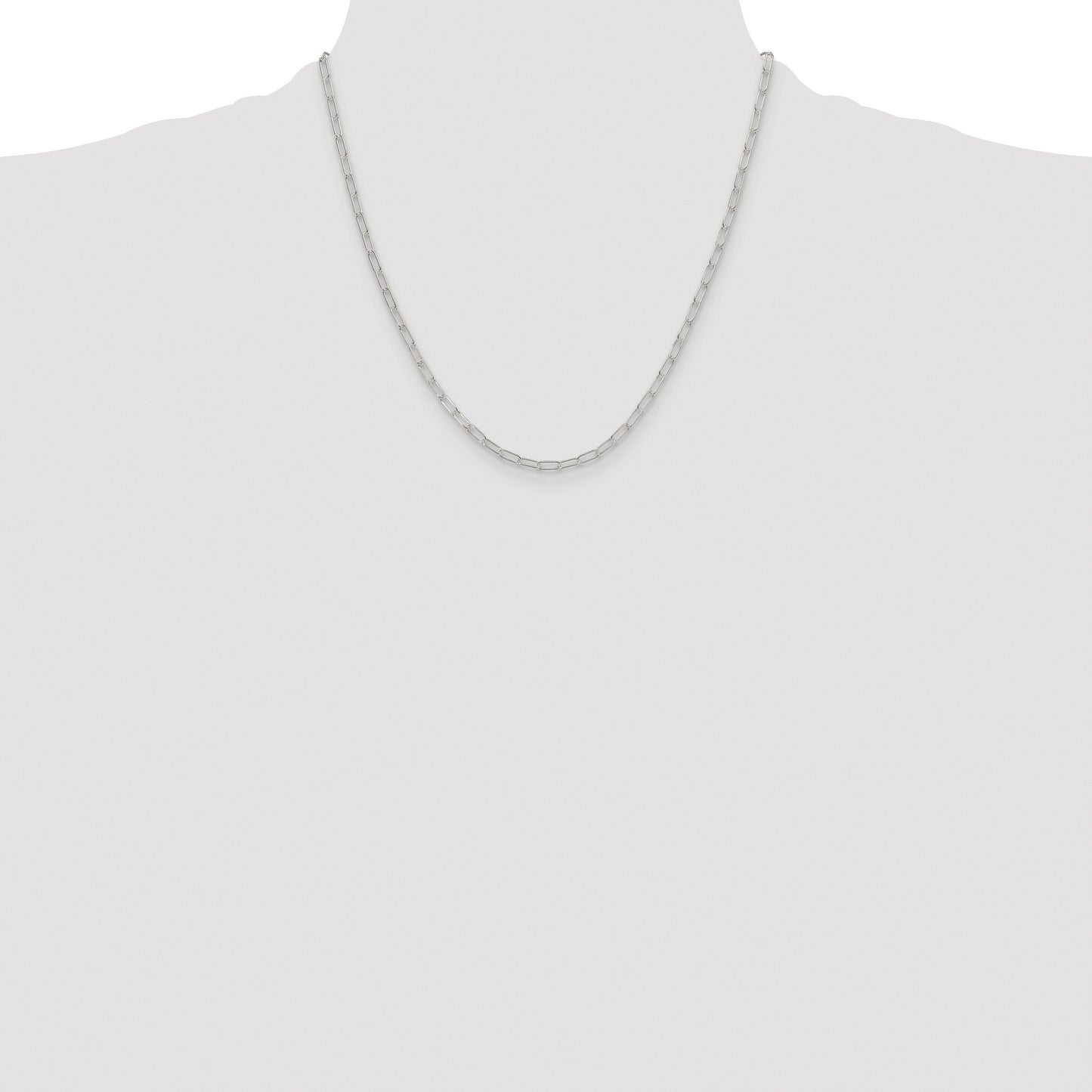 Sterling Silver Rhodium-plated Polished 2.9mm Paperclip Chain