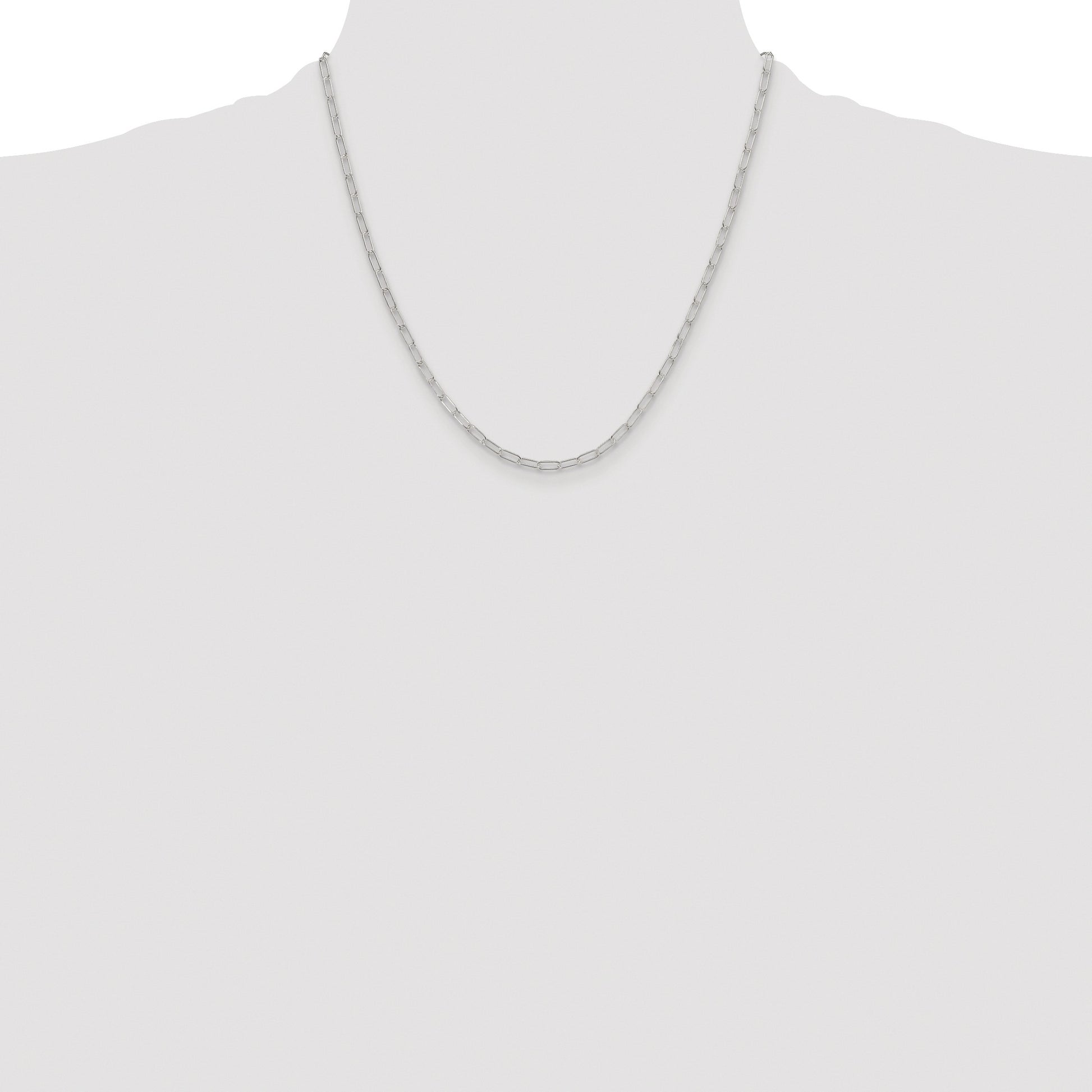 Sterling Silver Rhodium-plated Polished 2.9mm Paperclip Chain