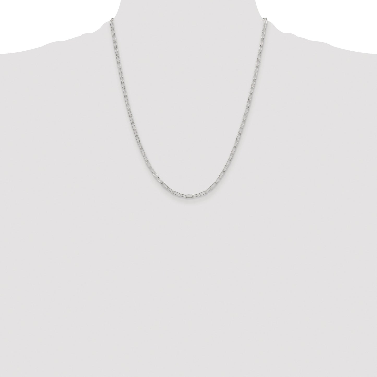 Sterling Silver Rhodium-plated Polished 2.9mm Paperclip Chain