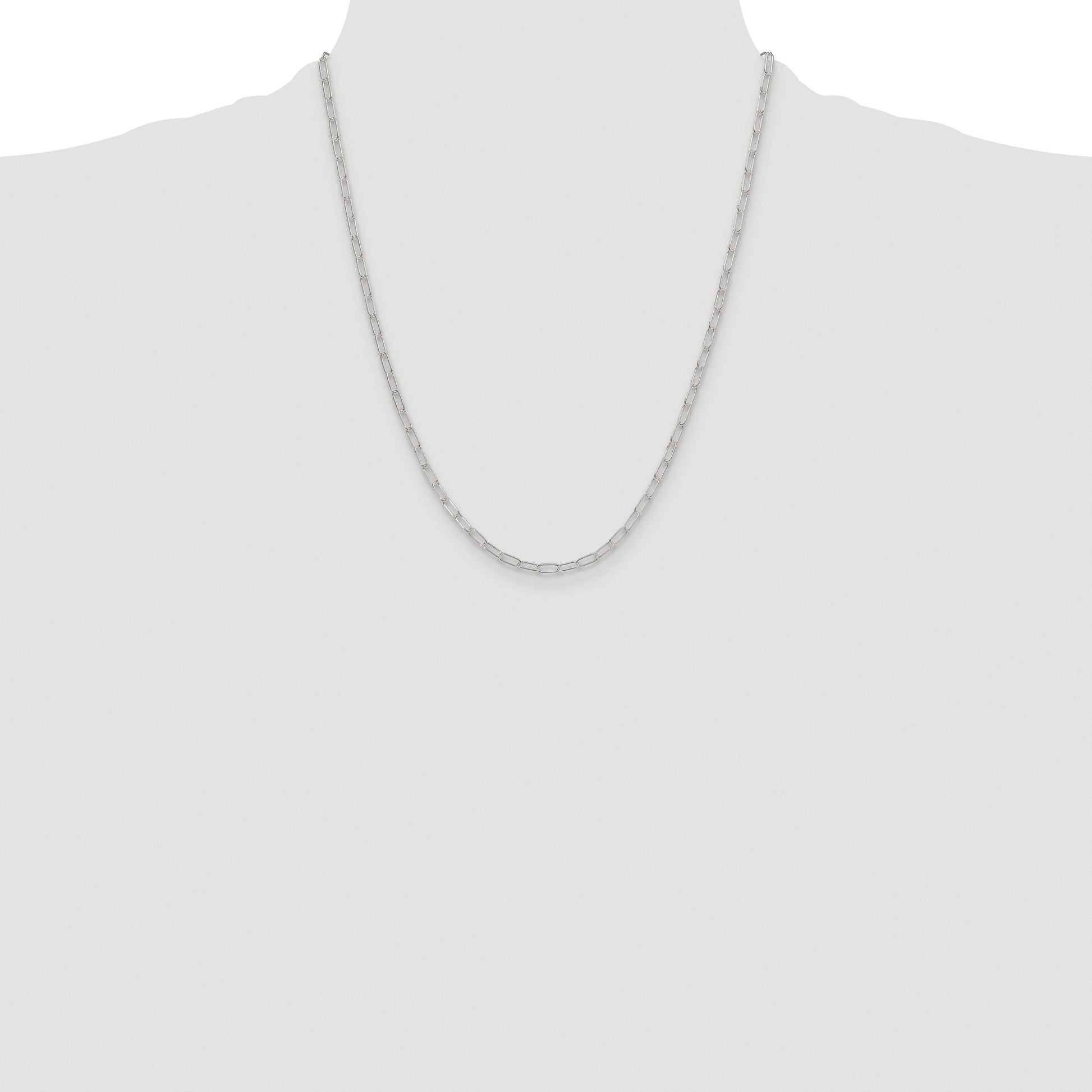 Sterling Silver Rhodium-plated Polished 2.9mm Paperclip Chain