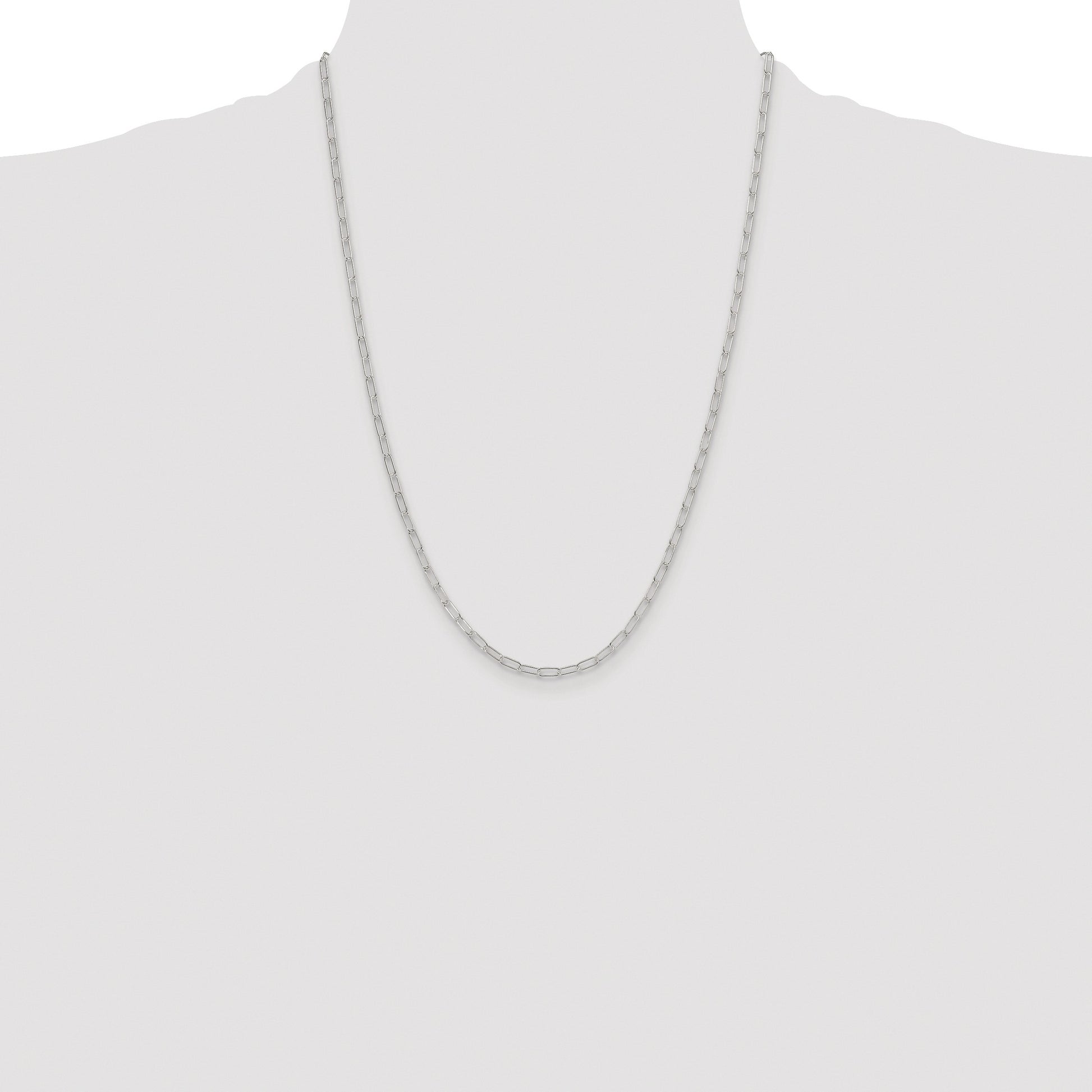 Sterling Silver Rhodium-plated Polished 2.9mm Paperclip Chain