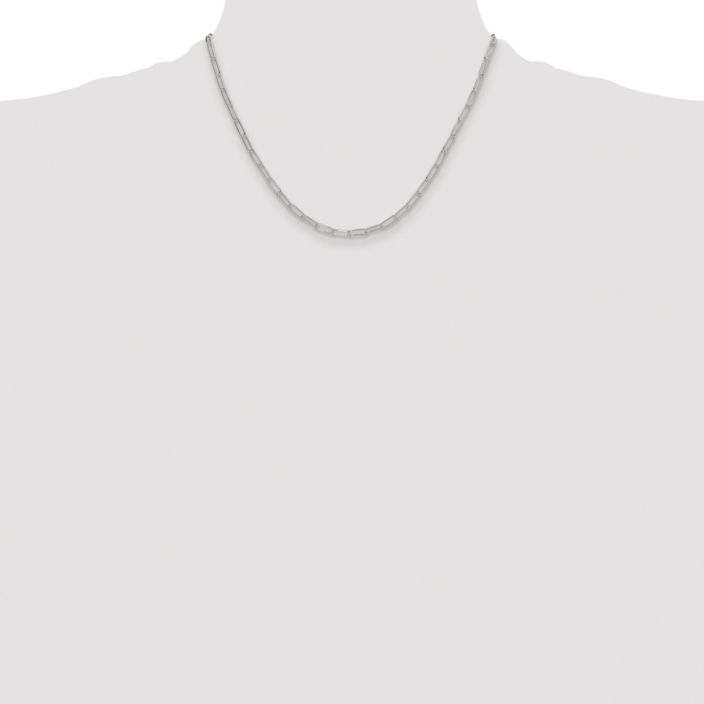 Sterling Silver Rhodium-plated Polished 3.15mm Paperclip Chain