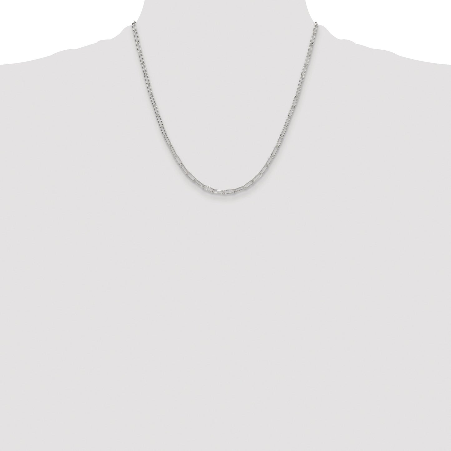 Sterling Silver Rhodium-plated Polished 3.15mm Paperclip Chain