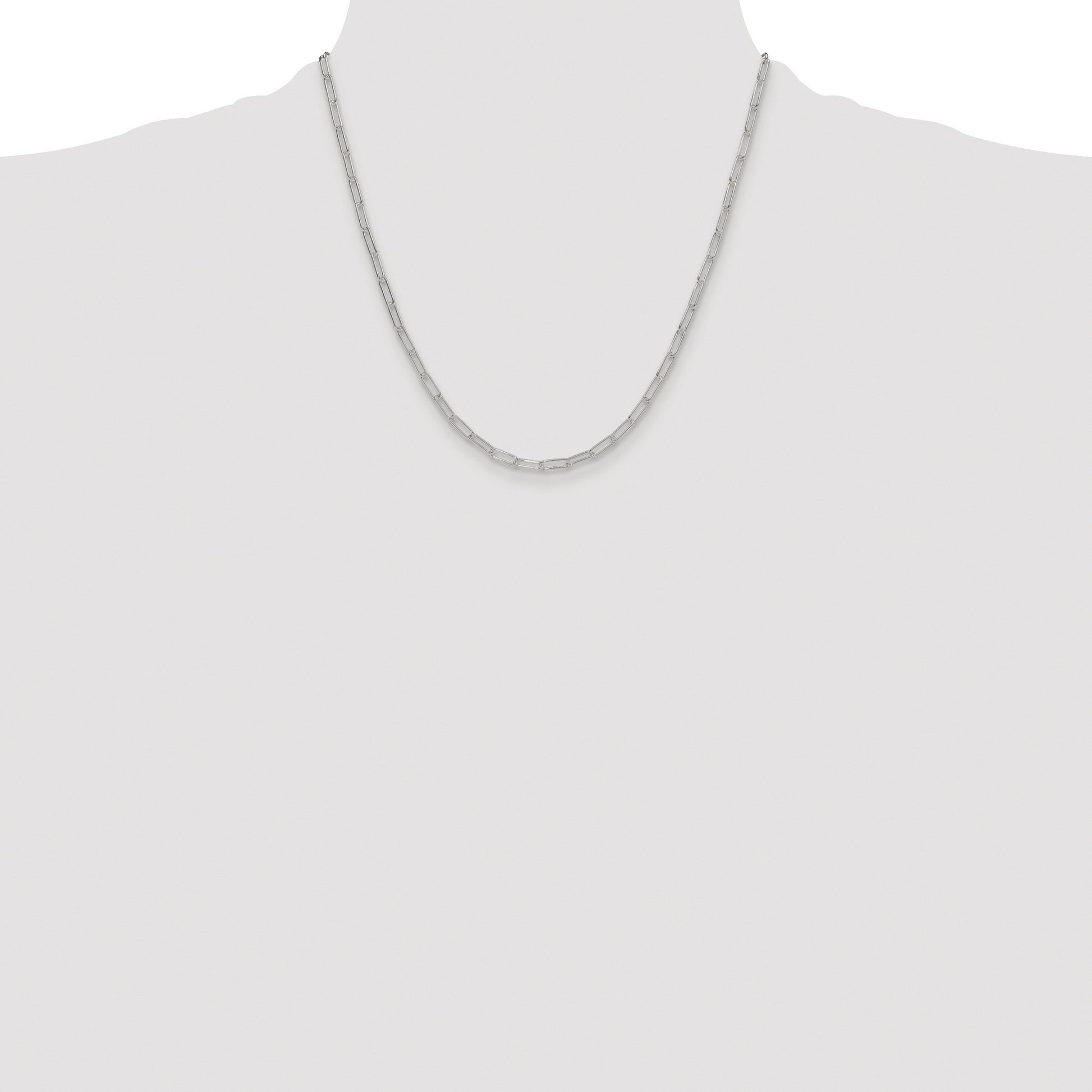 Sterling Silver Rhodium-plated Polished 3.15mm Paperclip Chain