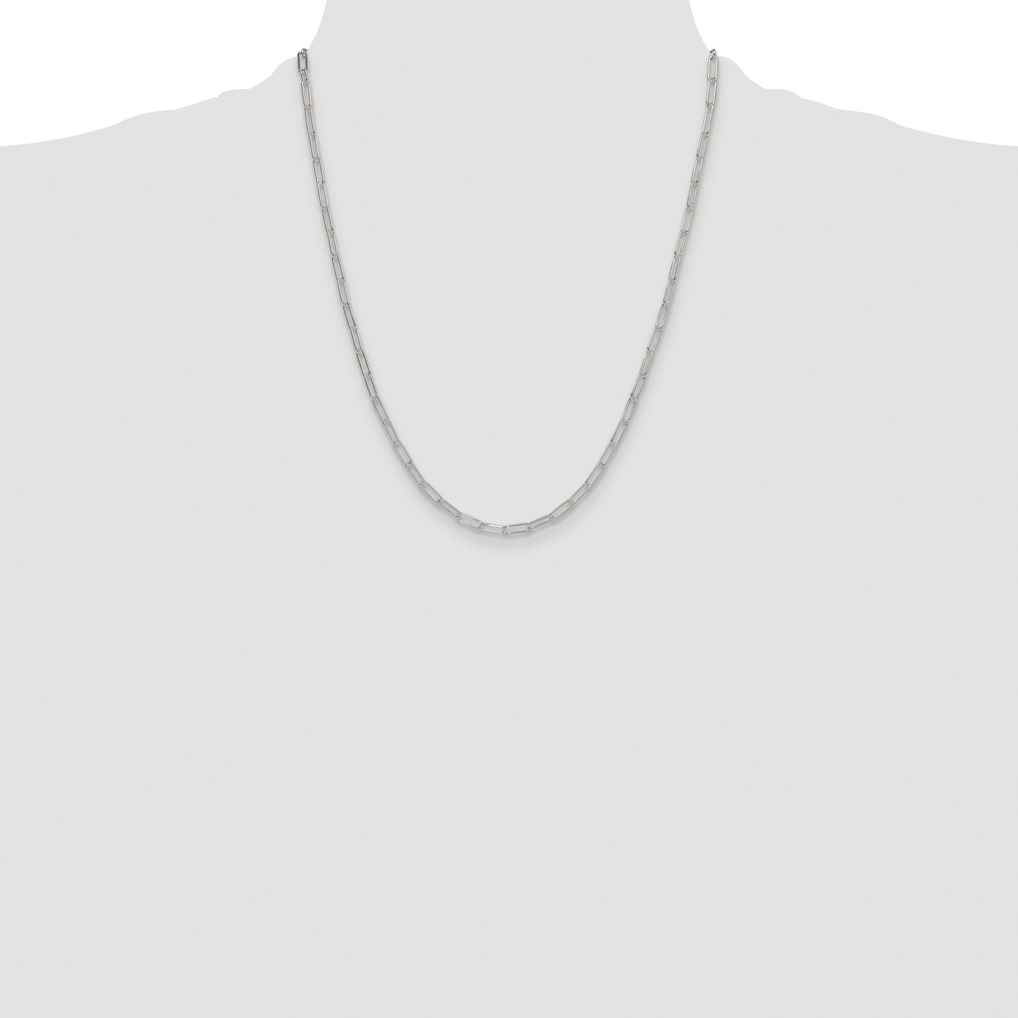 Sterling Silver Rhodium-plated Polished 3.15mm Paperclip Chain