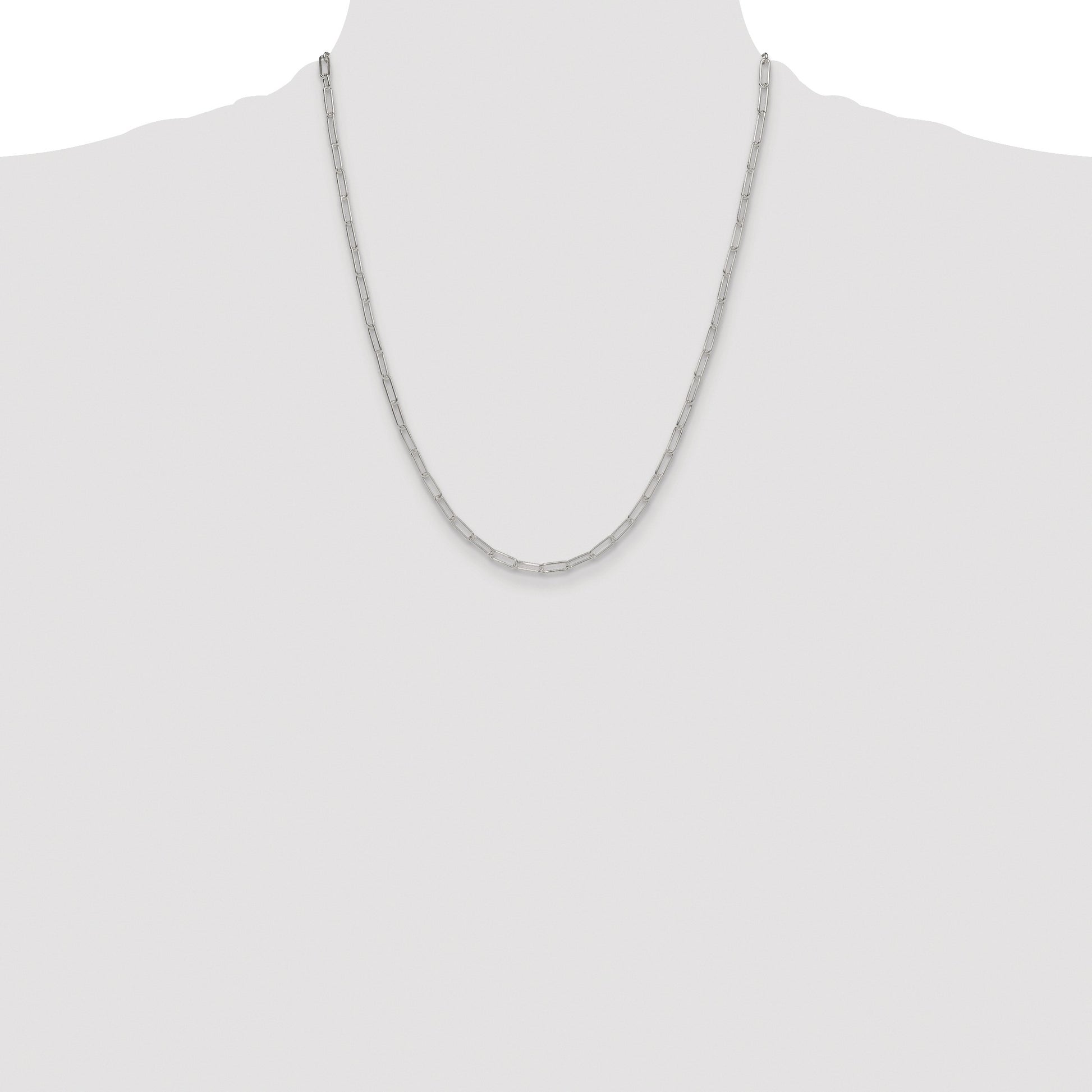 Sterling Silver Rhodium-plated Polished 3.15mm Paperclip Chain