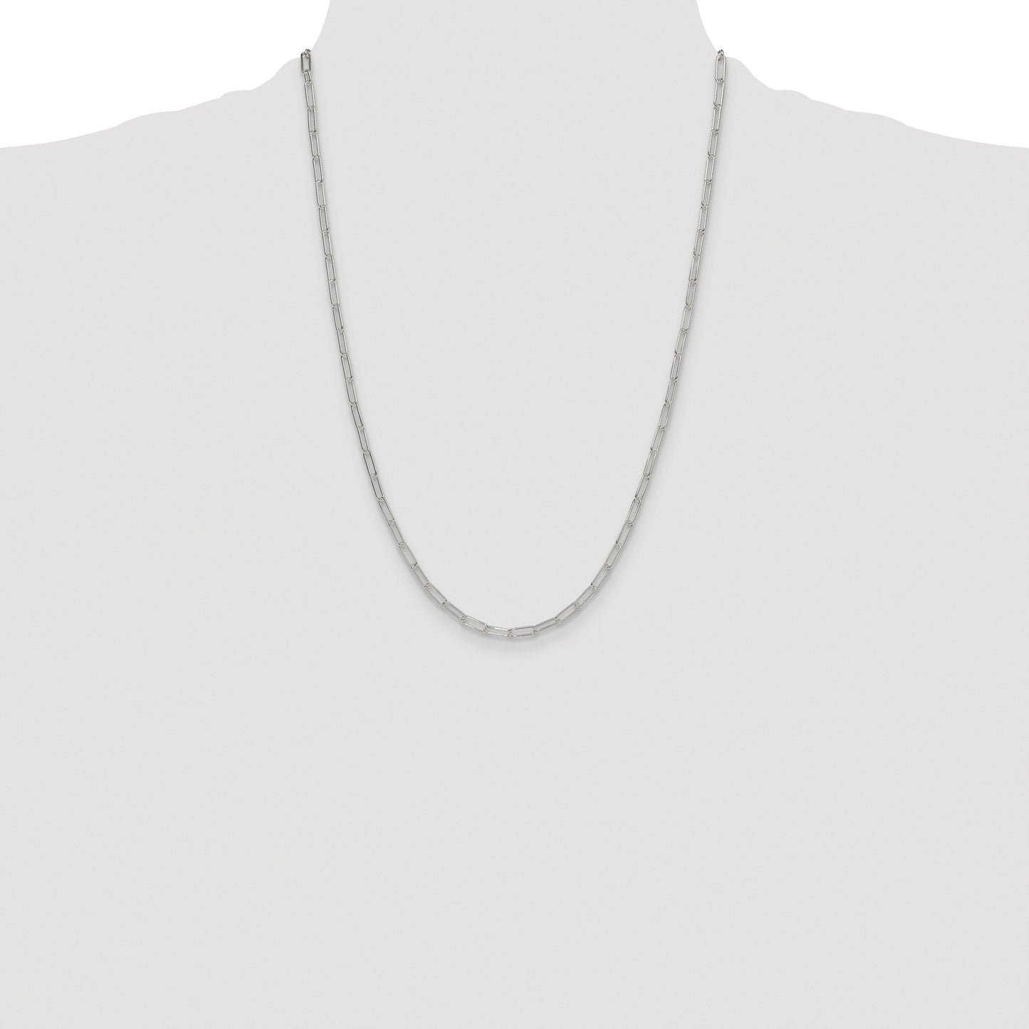 Sterling Silver Rhodium-plated Polished 3.15mm Paperclip Chain