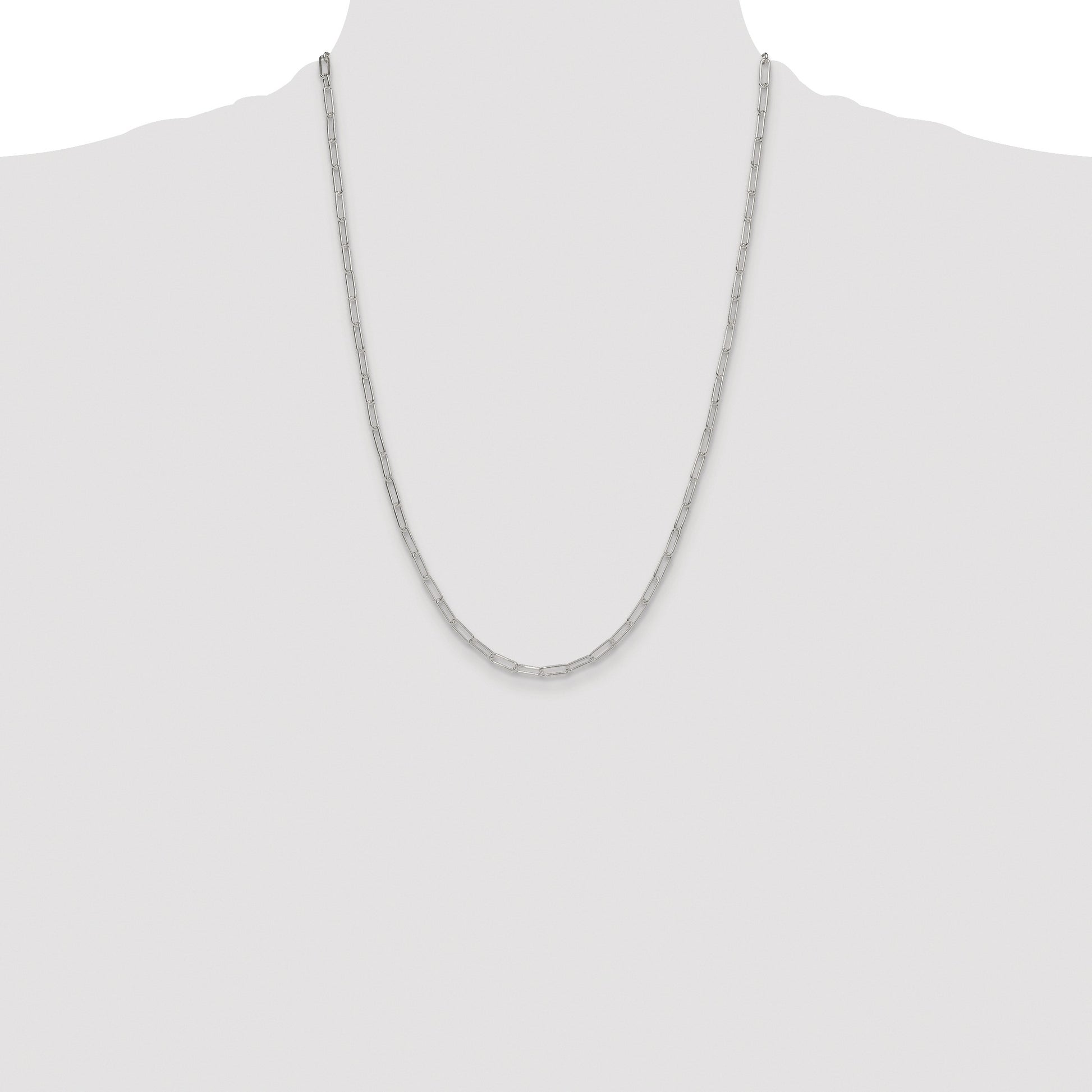 Sterling Silver Rhodium-plated Polished 3.15mm Paperclip Chain