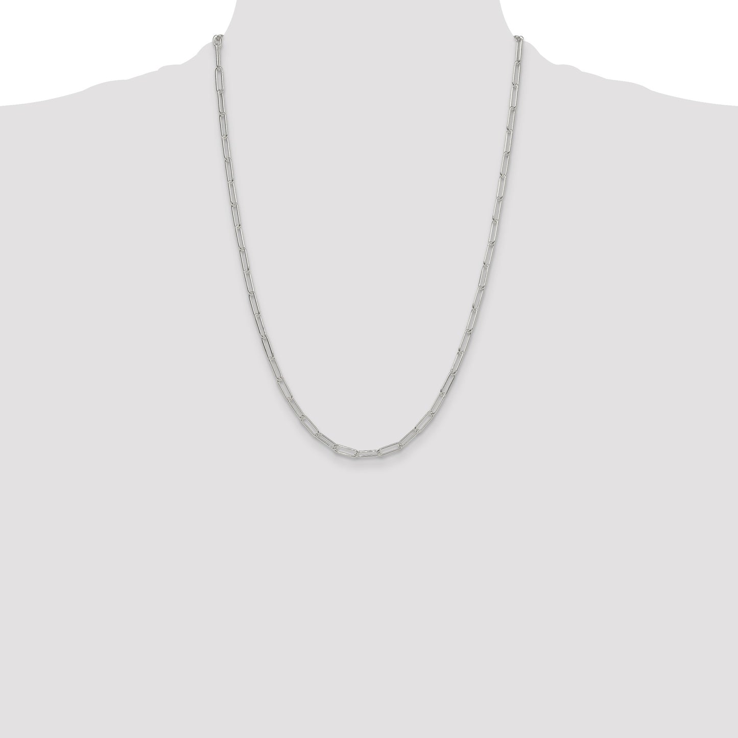 Sterling Silver Polished 3.5mm Paperclip Chain