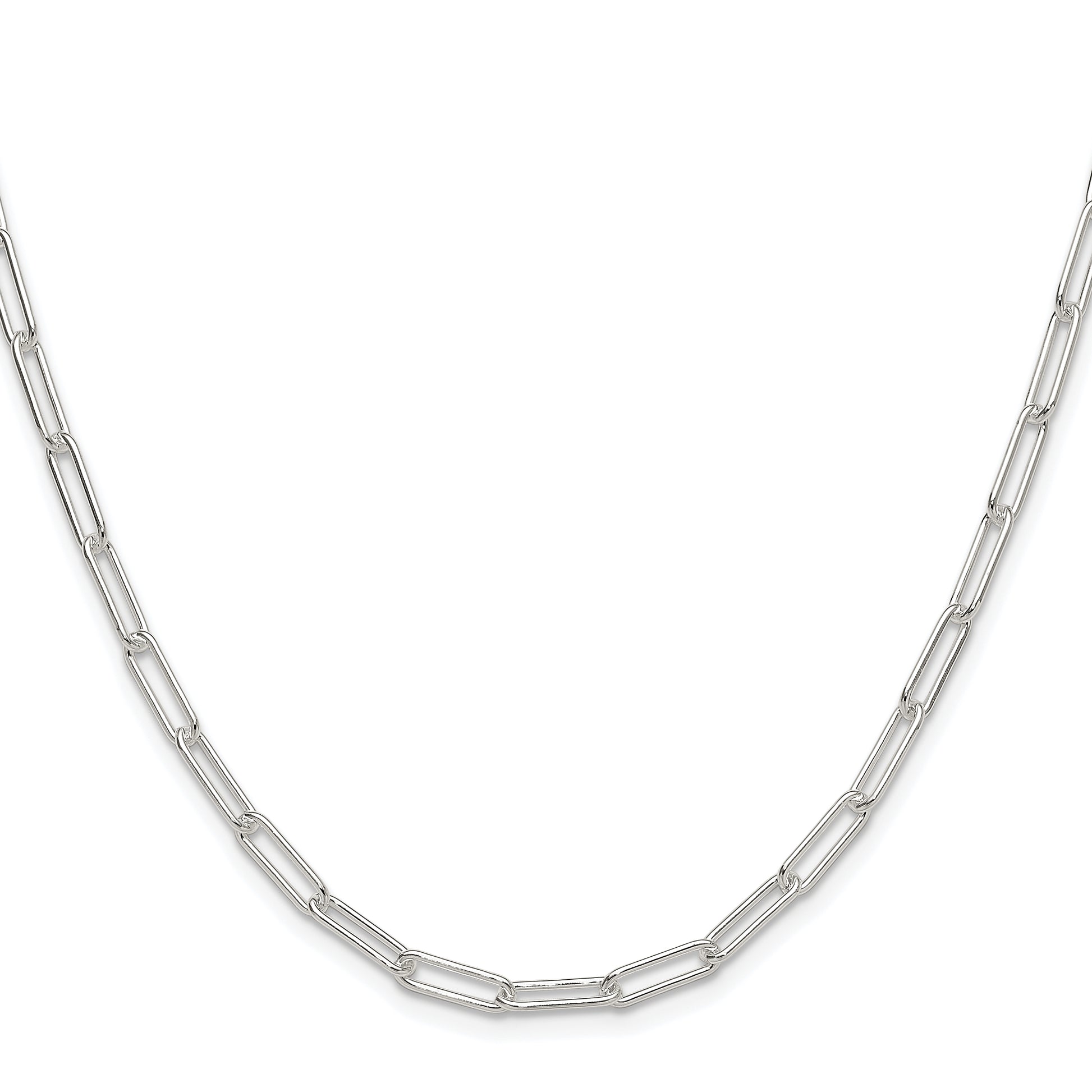 Sterling Silver Rhodium-plated Polished 3.5mm Elongated Cable Chain Necklace