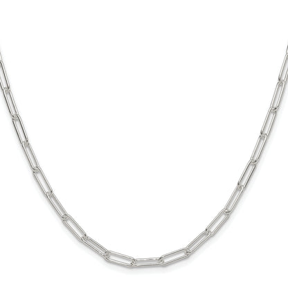 Sterling Silver Rhodium-plated Polished 3.5mm Elongated Cable Chain Necklace