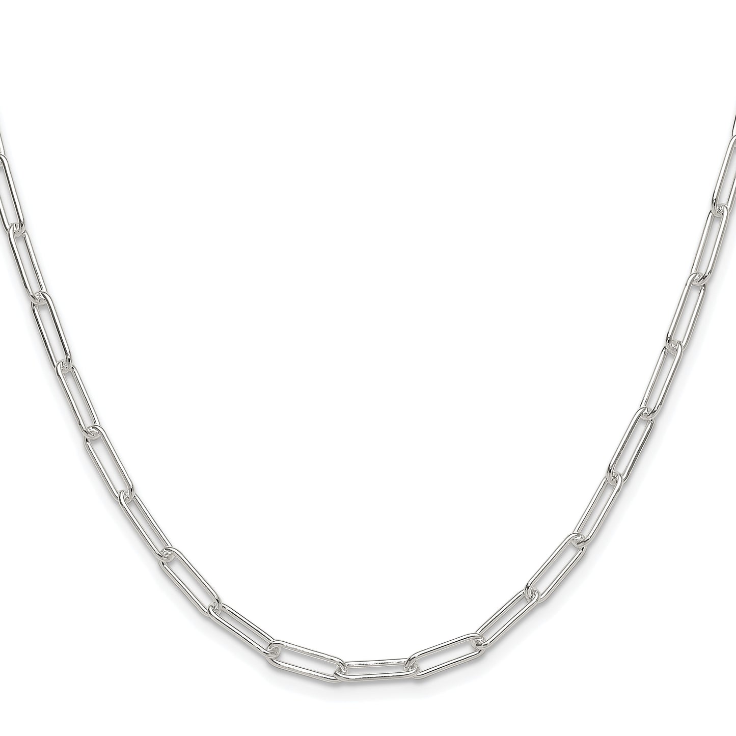Sterling Silver Rhodium-plated Polished 3.5mm Paperclip Chain
