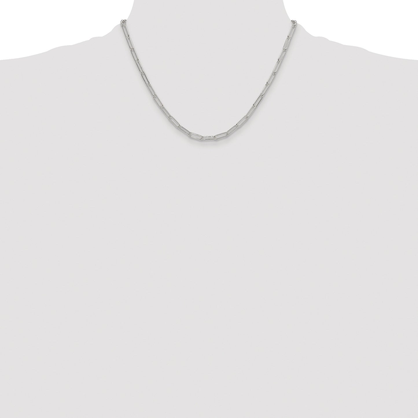 Sterling Silver Rhodium-plated Polished 3.5mm Paperclip Chain