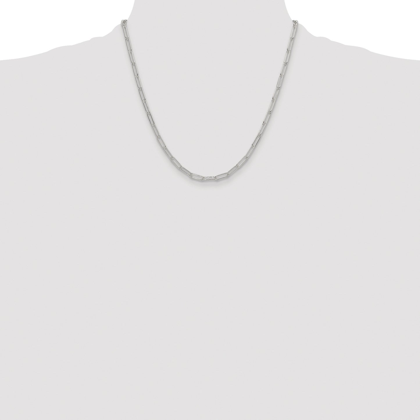 Sterling Silver Rhodium-plated Polished 3.5mm Paperclip Chain