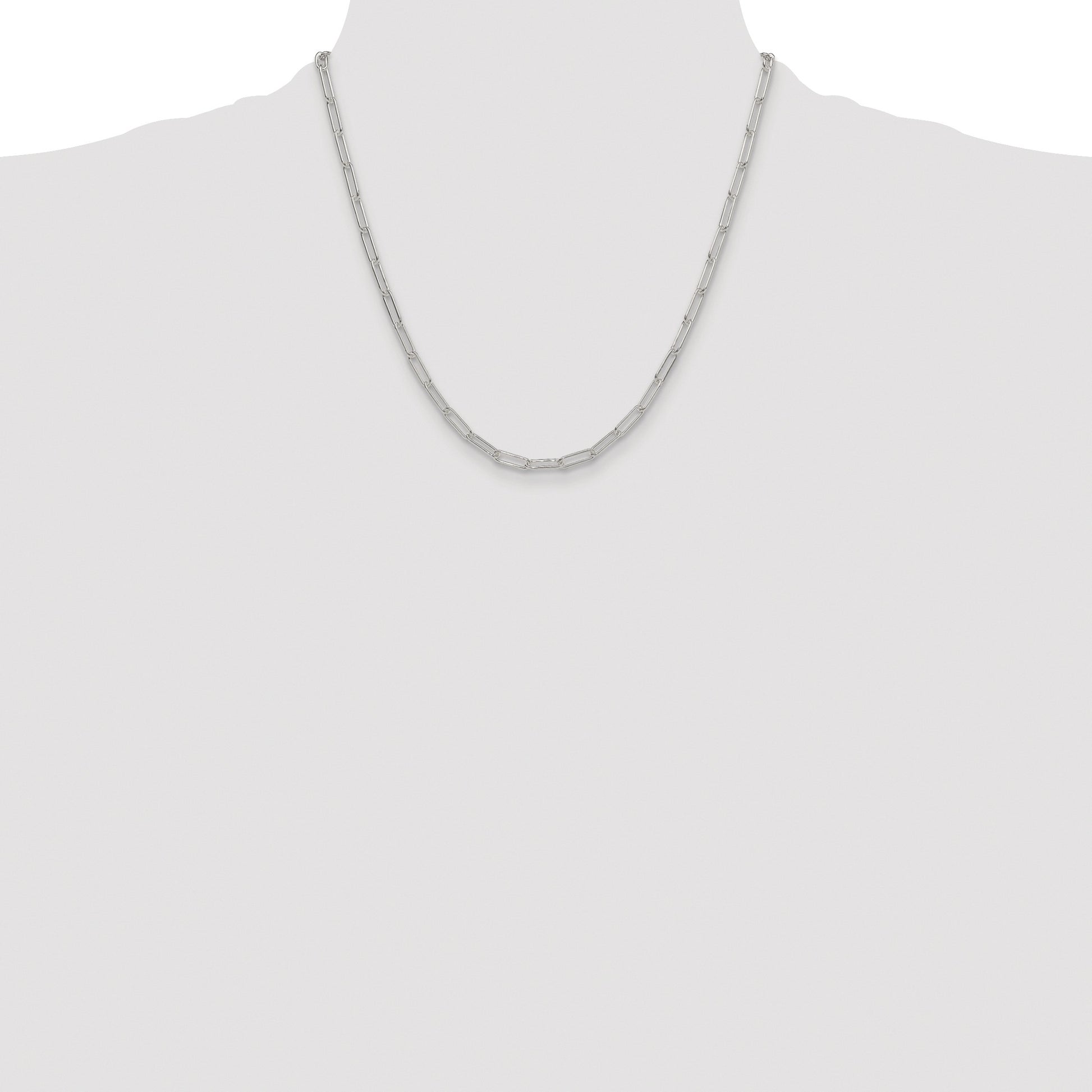 Sterling Silver Rhodium-plated Polished 3.5mm Paperclip Chain