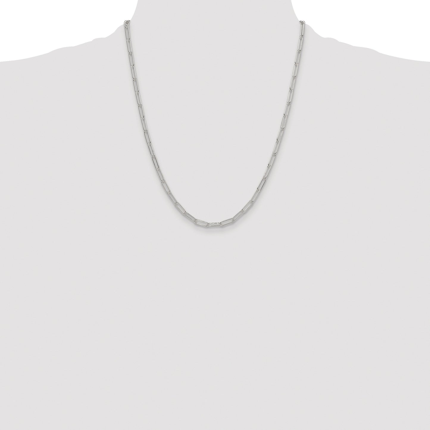 Sterling Silver Rhodium-plated Polished 3.5mm Paperclip Chain