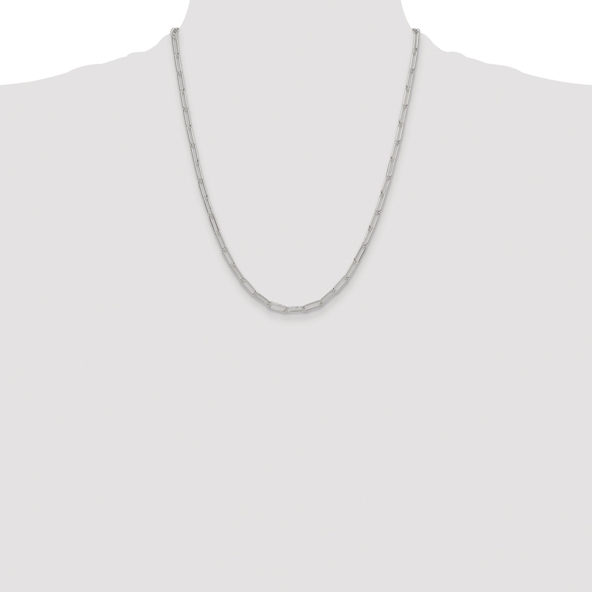 Sterling Silver Rhodium-plated Polished 3.5mm Paperclip Chain