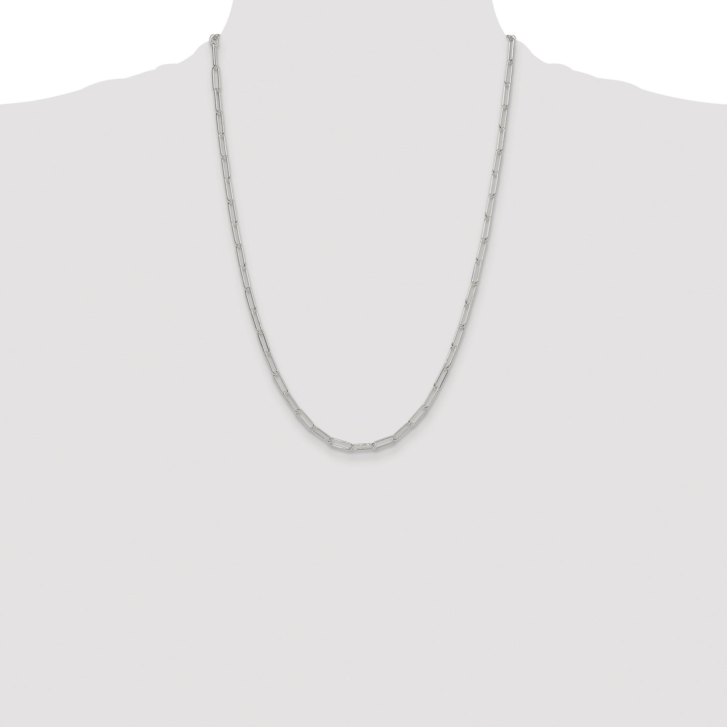 Sterling Silver Rhodium-plated Polished 3.5mm Paperclip Chain