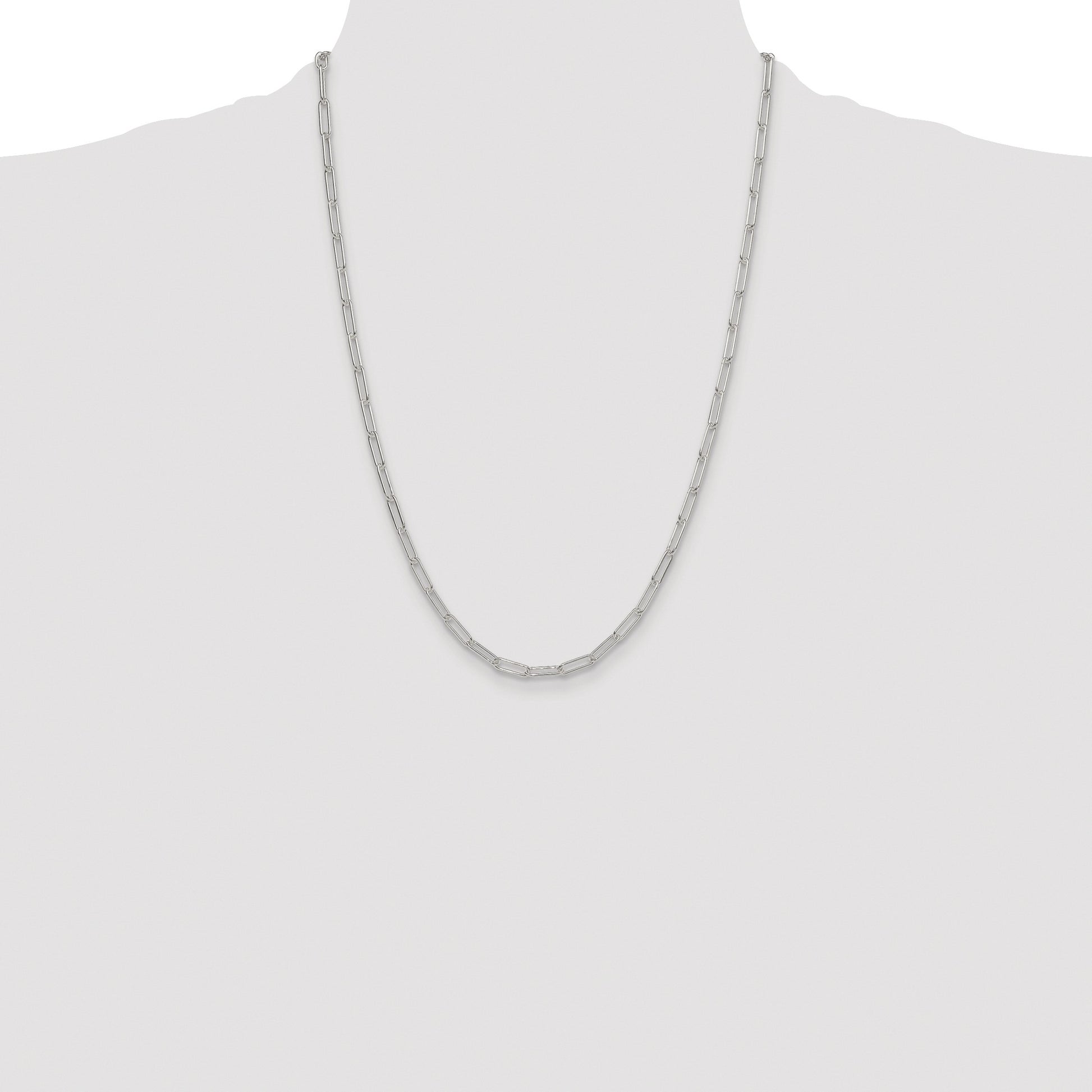 Sterling Silver Rhodium-plated Polished 3.5mm Paperclip Chain