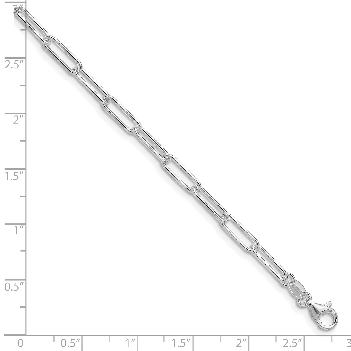 Sterling Silver Rhodium-plated Polished 3.5mm Paperclip Chain