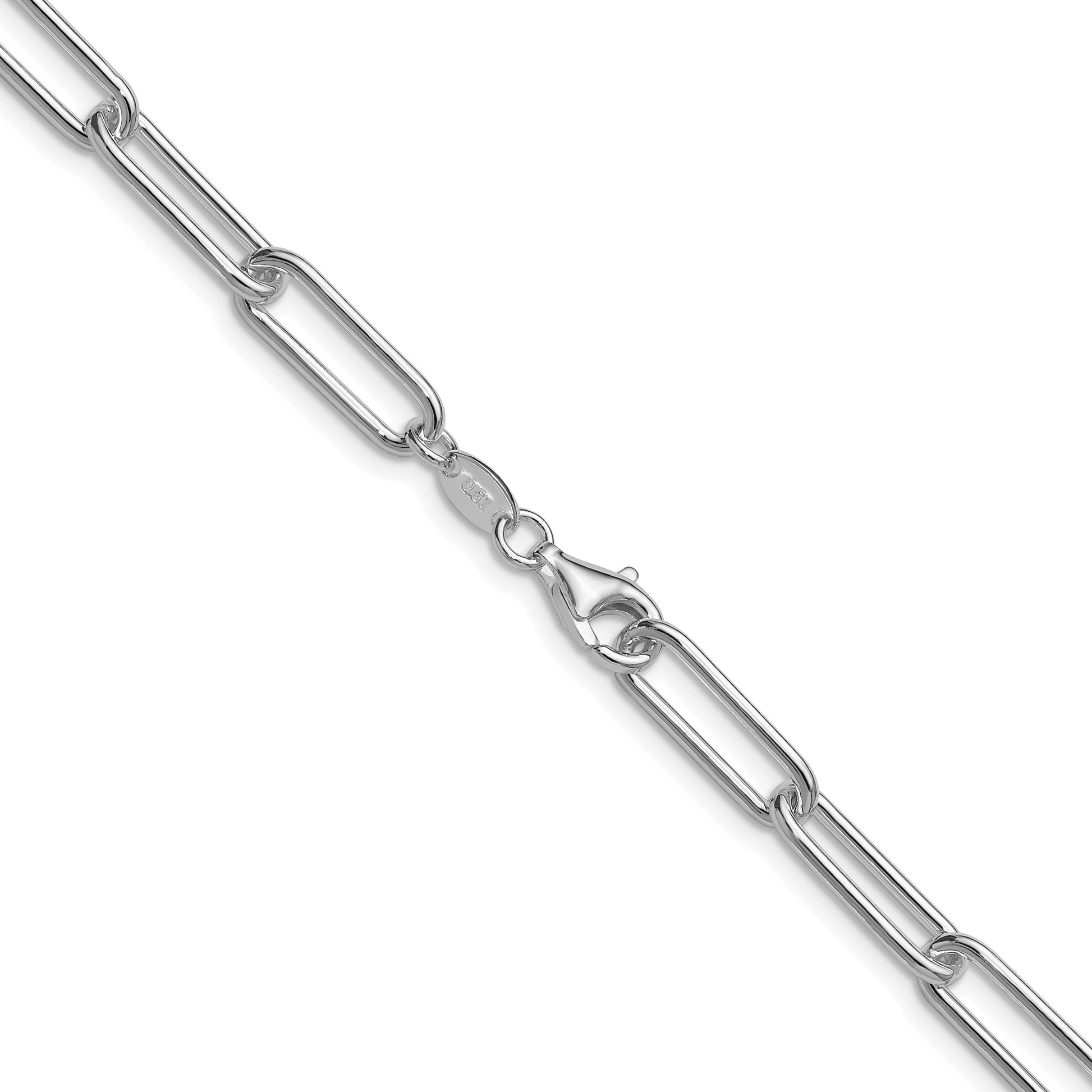 Sterling Silver Rhodium-plated Polished 5.5mm Paperclip Chain
