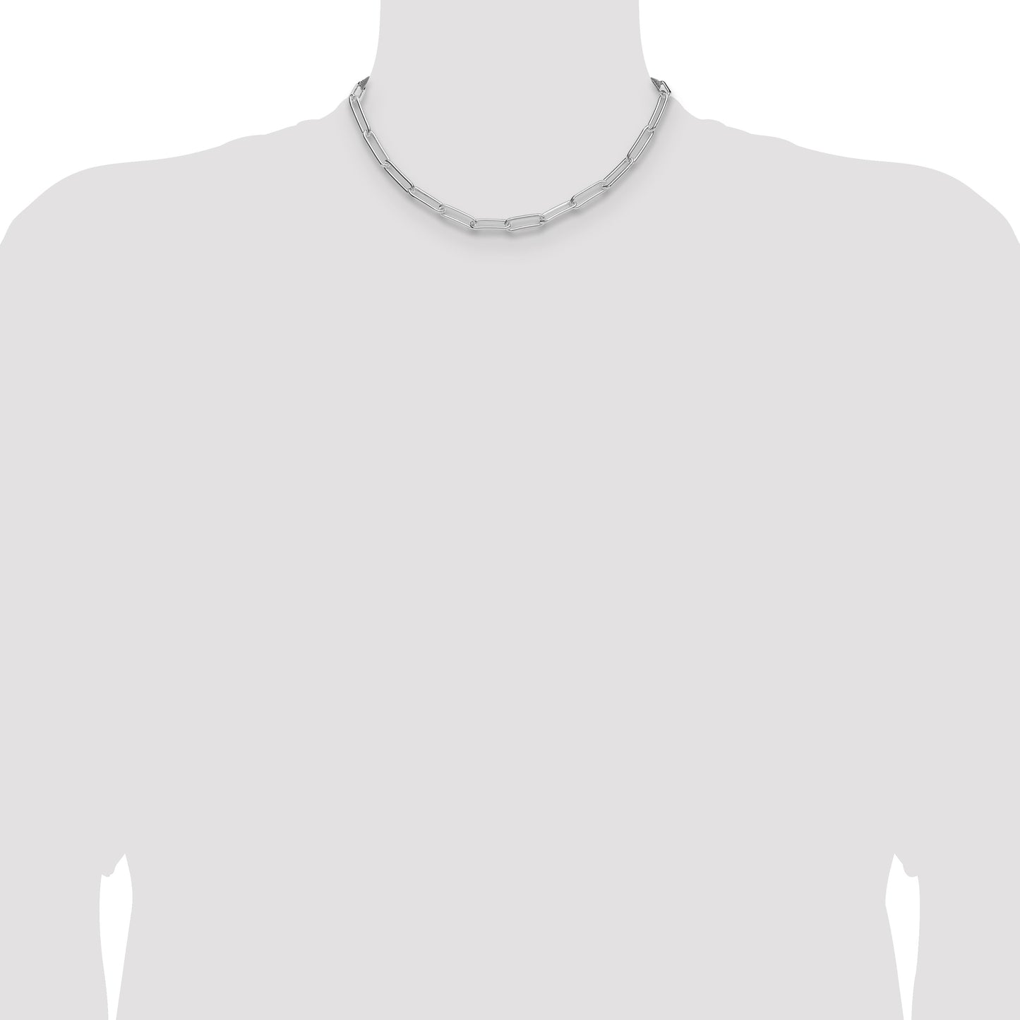 Sterling Silver Rhodium-plated Polished 5.5mm Paperclip Chain