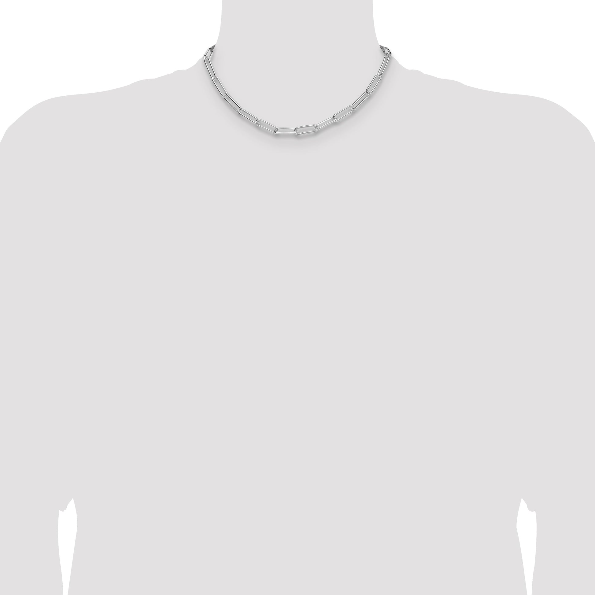 Sterling Silver Rhodium-plated Polished 5.5mm Paperclip Chain
