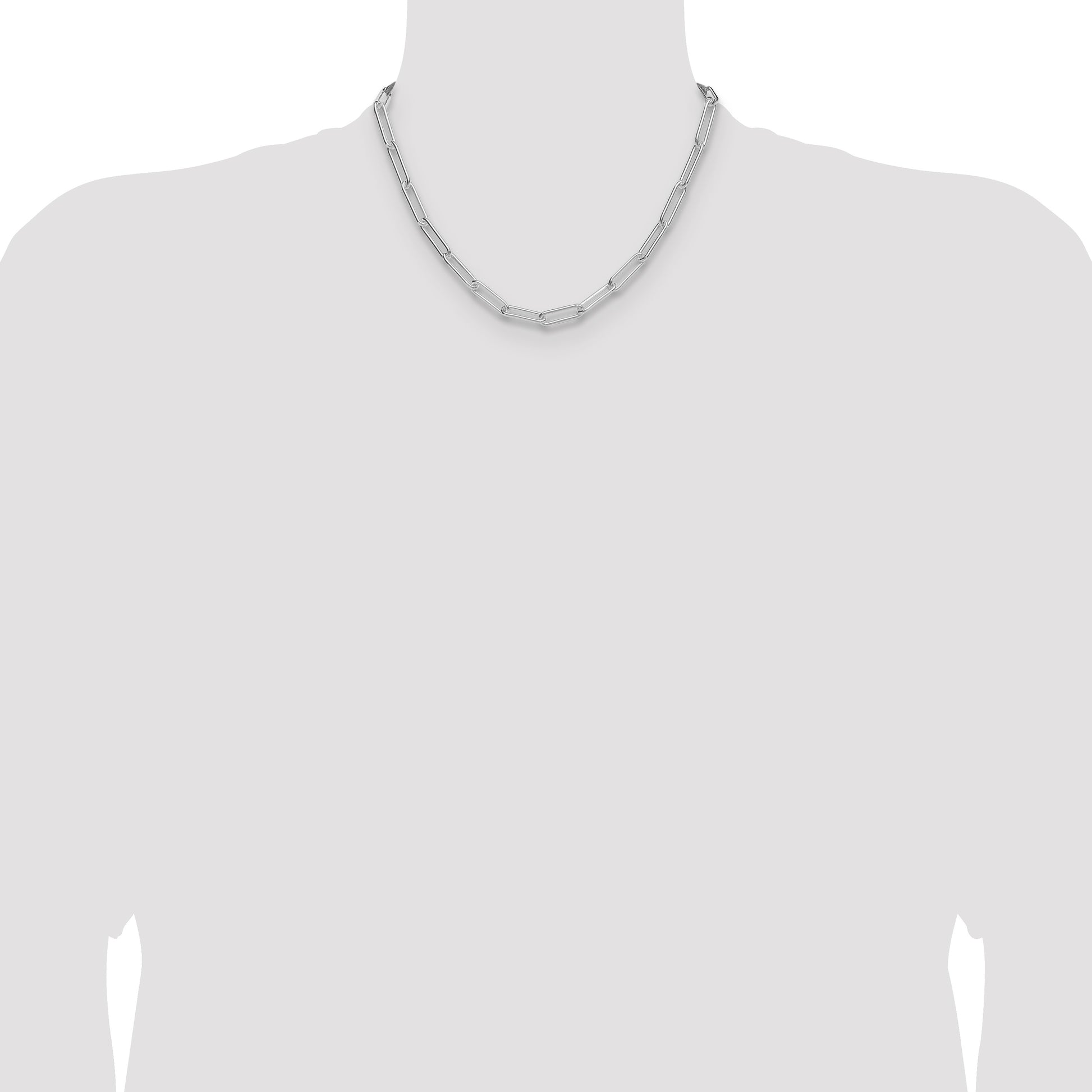 Sterling Silver Rhodium-plated Polished 5.5mm Paperclip Chain