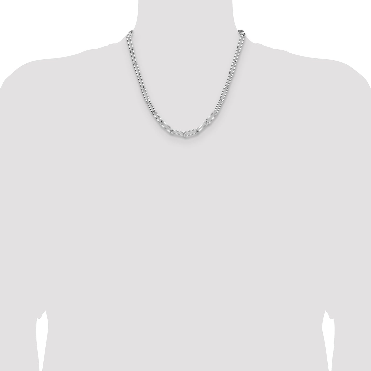 Sterling Silver Rhodium-plated Polished 5.5mm Paperclip Chain