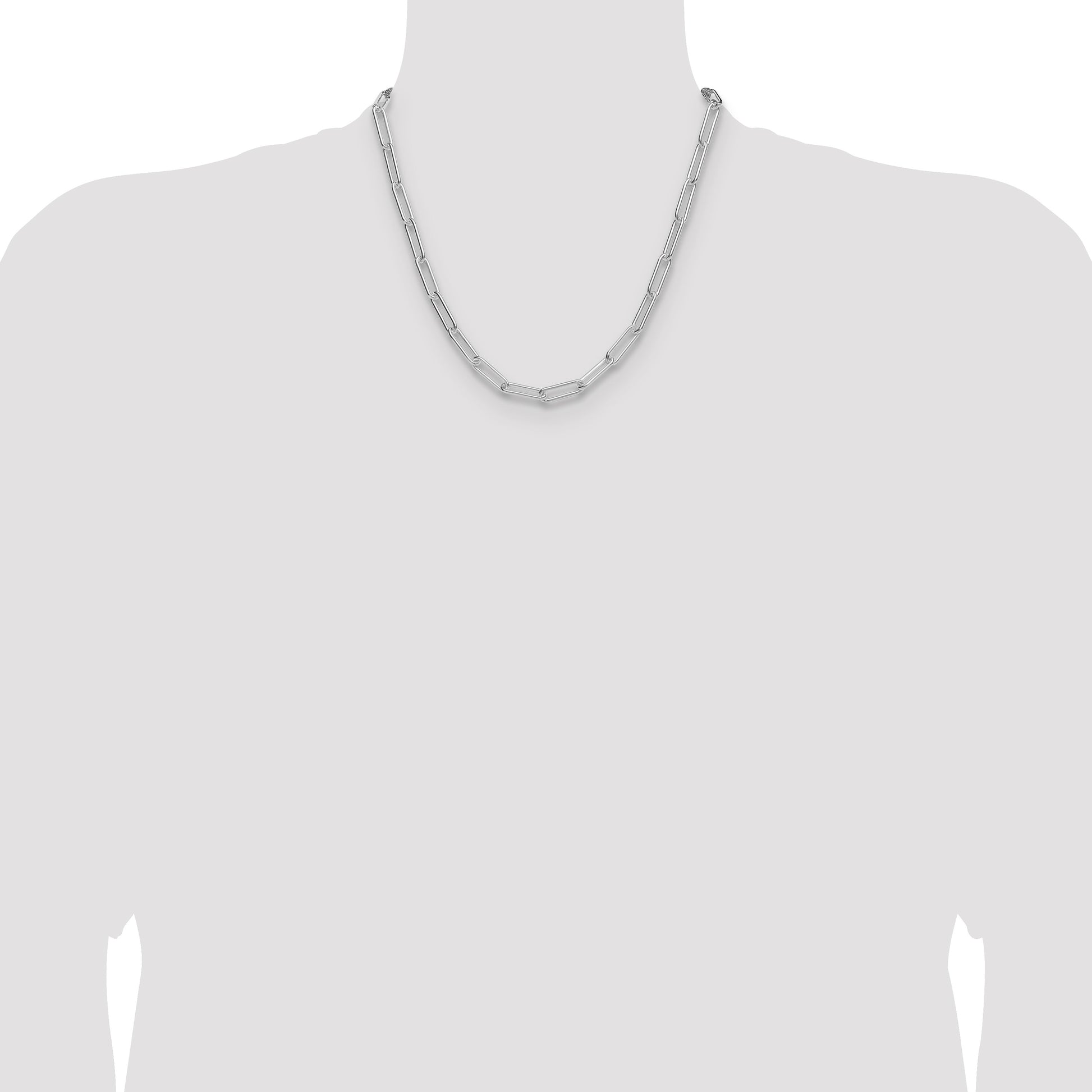 Sterling Silver Rhodium-plated Polished 5.5mm Paperclip Chain