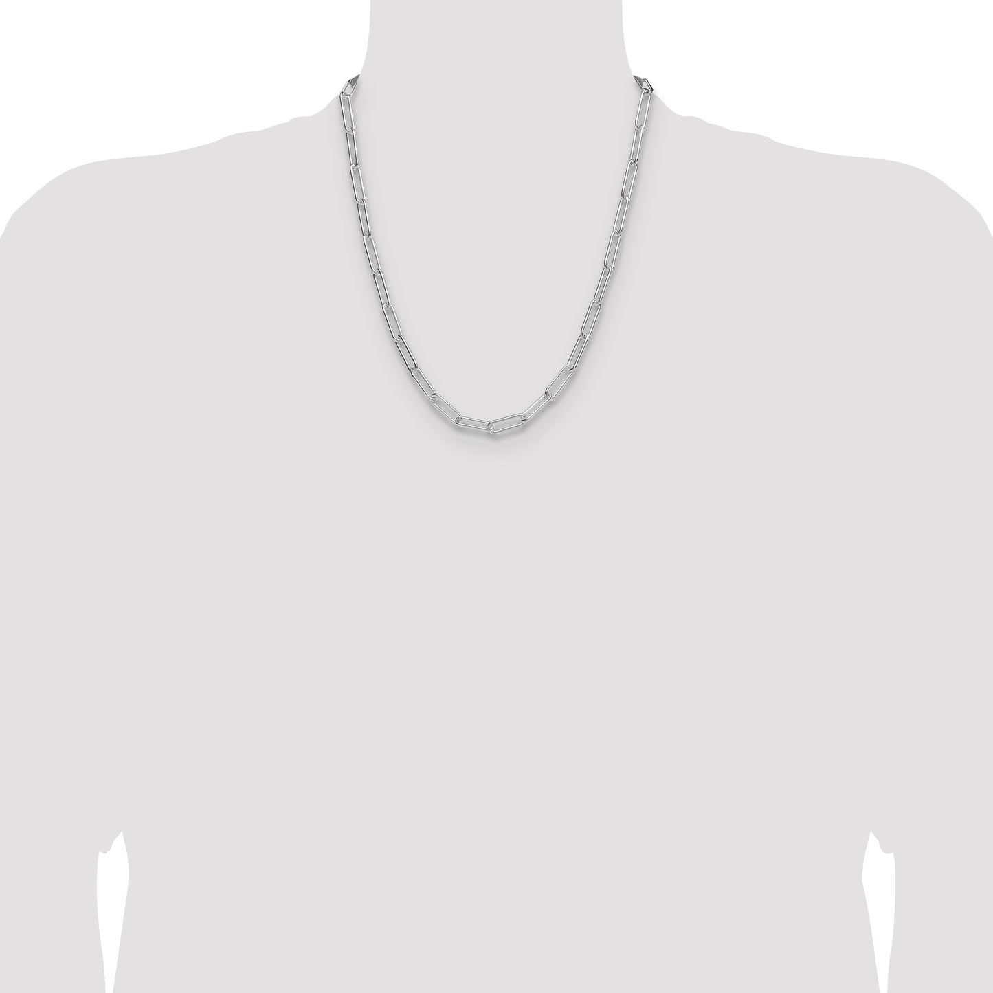 Sterling Silver Rhodium-plated Polished 5.5mm Paperclip Chain