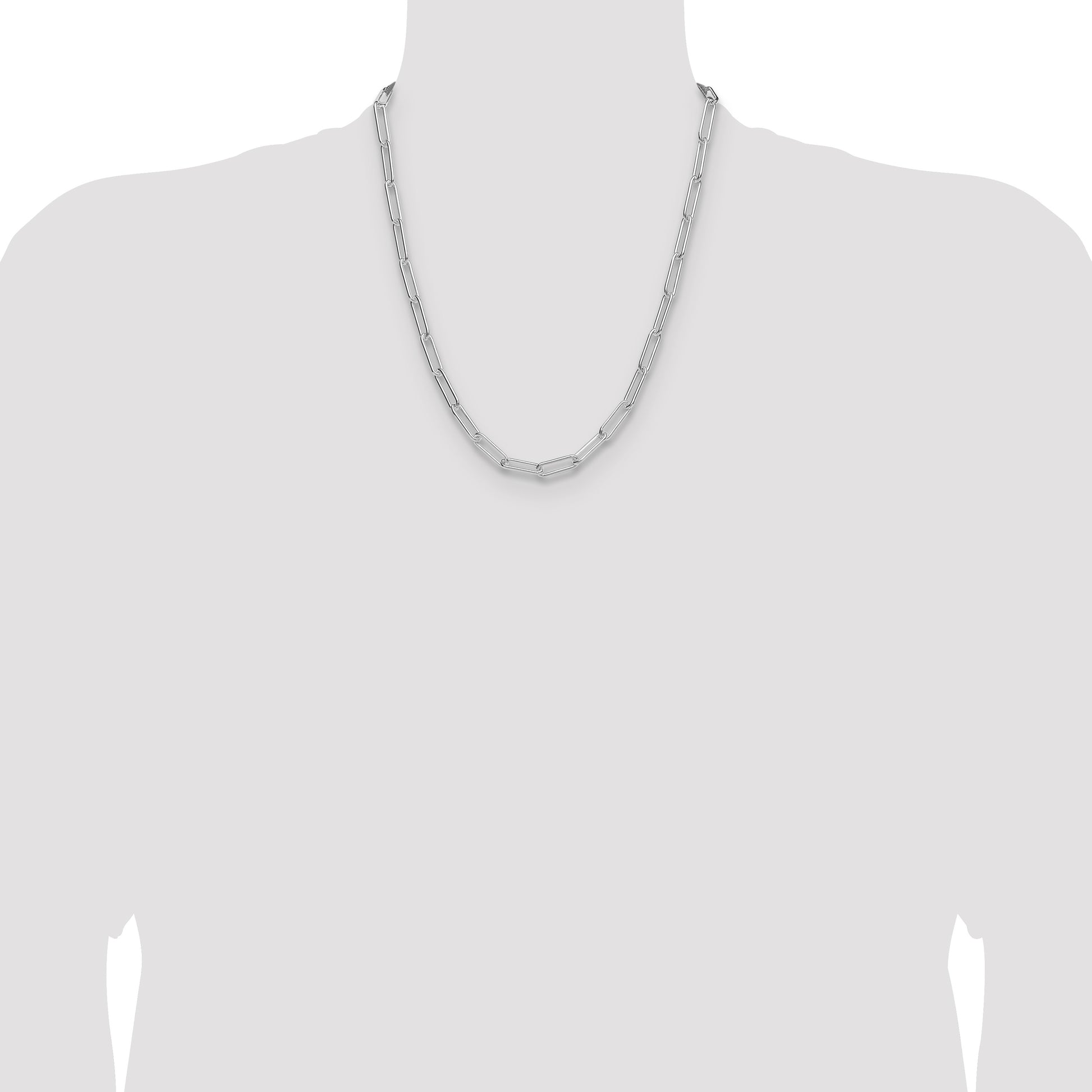 Sterling Silver Rhodium-plated Polished 5.5mm Paperclip Chain
